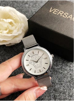 Buy Versace Classic Men's and Women's Quartz Watch with Silver Stainless Steel Mesh Strap 36mm in UAE