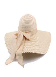 Buy Women Big Bowknot Straw Hat Beach Cap Beachwear Wide Floppy Foldable Roll up Brim Hats Sun UPF 50+ Party Garden Travel in UAE