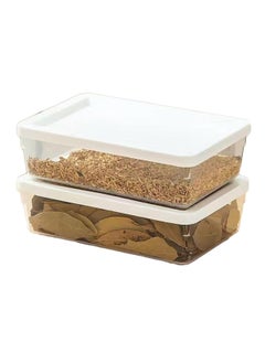 اشتري Plastic Storage Box Food Storage Containers Airtight Box Spice Jar Set Kitchen Containers Lunch Containers Stackable airtight container for Flour Cereal Coffee Pasta(1400ml*2) في الامارات