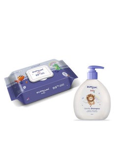 Buy Baby Gentle 99% Pure Water Wet Wipes With Lid 72 Pcs.(Pack Of 1) & Baby Gentle Shampoo (200 Ml) Combo in UAE