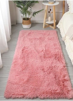 Buy Modern soft fluffy fur carpet home decor,  Old Rose Color in UAE