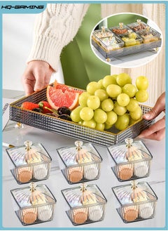 Buy Snack Serving Tray with Lid Transparent Nut and Candy Serving Container Set, Cosmetic Storage Organizer Plate Food Display Bowls for Vegetables Candy Fruit Dips (6 Box) in Saudi Arabia