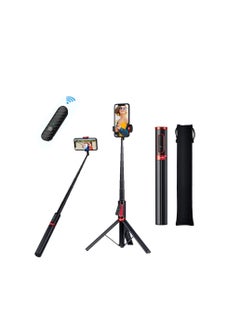 Buy Portable 60 inch Aluminum Alloy Cell Phone Selfie Stick Tripod Stand with Integrated Remote,Compact Size,Lightweight,Tall Extendable Phone Tripod for 4 to 7 inch iPhone and Android Smartphones in UAE