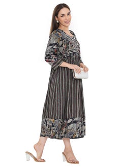 Buy STYLISH PRINTED SHORT FRONT STYLED BUTTON ARABIC KAFTAN JALABIYA DRESS in Saudi Arabia