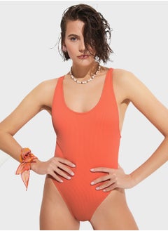 اشتري Scoop Neck Ribbed Swimsuit في الامارات