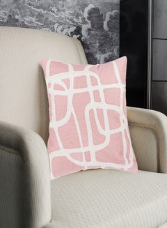 Buy Decorative Embroidered Cushion Cover Pink/White 45x45Cm (Without Filler) in Saudi Arabia