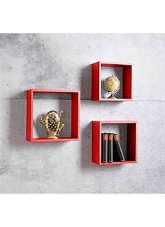 Buy Square box shelves for wall decoration red color in Egypt