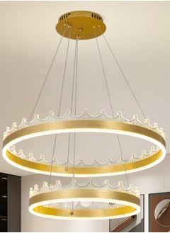 اشتري Modern Gold LED Chandelier Light Fixture, 2 Ring Acrylic LED Ceiling Chandelier with Light Guide Plate, Adjustable Color Temperature, Suitable for Bedroom, Dining Room, and Living Room,114W في الامارات