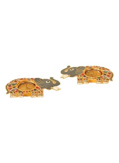 Buy Prisha Metal Diyas, Multicolour - Set of 2 in UAE