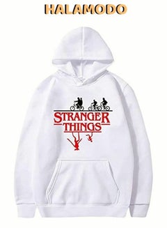 Buy Casual Hoodie Stranger Things Printed Long Sleeve Tops in UAE