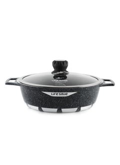 اشتري Non Stick Granite Coating Hot Pot with Divider - Multipurpose Pot with Glass Lid في الامارات