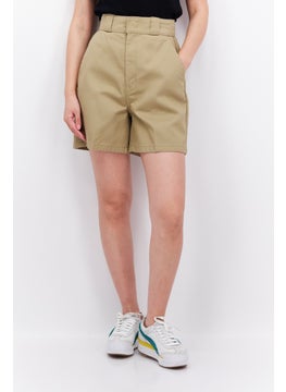 اشتري Women Solid Basic Shorts, Khaki في الامارات