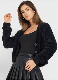 Buy V-Neck Fur Cardigan in Saudi Arabia