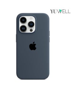 Buy iPhone 14 Pro Silicone Protective Case For iPhone 14 Pro 6.1inch Soft Liquid Gel Rubber Cover Shockproof Thin Cover Compatible For iPhone 14 Pro Dark Blue in UAE