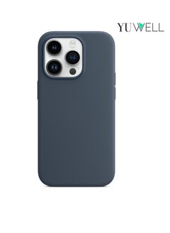 Buy iPhone 14 Pro Case Silicone Shockproof Protective Case Cover 6.1 Inch Soft Liquid Gel Rubber iPhone 14 Pro Silicone Case Dark Blue in UAE