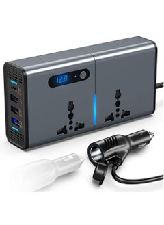 Buy Car Chargers Car Power Inverter 3 USB Charger Adapter Car Plug Converter with Switch and Current LED Screen Suitable for Cars in Saudi Arabia