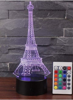 Buy 3D Illusion Lamp LED Multicolor Night Light Paris Landmark Tower Theme 7/16 Color Changing Touch Mood Christmas Gift Room Decoration Sleep Lamp Children Gift in UAE