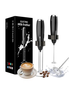 Buy Milk Frother Handheld, Kitchen Powerful Electric Foam Maker with Stand, Battery Powered Foamer Blender Drink Mixer for Coffee Latte Cappuccino Hot Chocolate Matcha Egg（Black） in Saudi Arabia