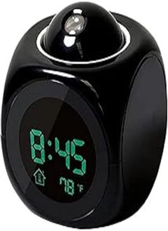 اشتري Multifunction Alarm Clock Digital LCD Display Voice Talking LED Projection Temperature Decor- black في مصر