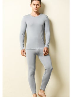 Buy Mens Solid Color Thin Long Johns And Thermal Underwear Set 2 Piece Base Layer Set for Men Light Grey in Saudi Arabia