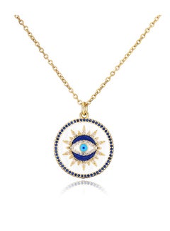Buy Gold Evil Eye Necklace For Women, Handmade Female Evil Eye Jewelry Necklace Pendant Lucky Amulet in UAE