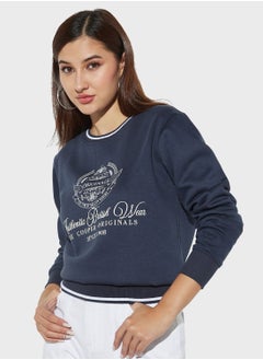 Buy Logo Print Crew Neck Sweatshirt in UAE