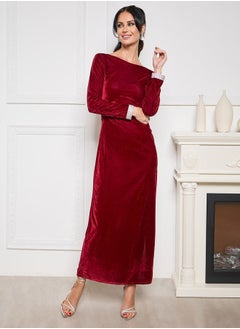 Buy Embellished Cuff Velvet A-Line Maxi Dress in Saudi Arabia