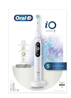 اشتري Oral-B Io7 Electric Rechargeable Toothbrush ,1 White Handle With Revolutionary Magnetic Technology, Black & White Display, 5 Modes, 1 Premium Travel Case في السعودية