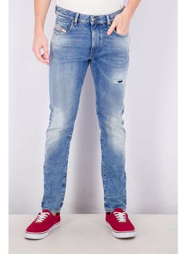 اشتري Men Slim Fit Denim Strukt Rip Jeans, Blue في الامارات