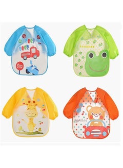 Buy 4 Pcs Baby Bib Waterproof Long Sleeve Bib Unisex Feeding Bibs Apron Lovely in UAE