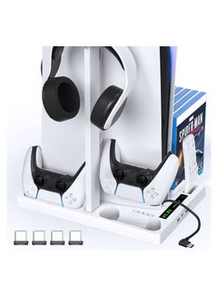 Buy PS5 Vertical Stand with Suction Cooling Fan, Dualsense Controller Charging Station and Gaming Accessories holder (PlayStation 5) in UAE