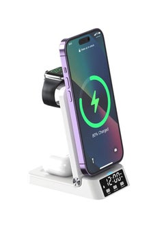 Buy 4 in 1 Wireless Charger Station | Fast Charging | Qi Multi Charging Stand | For Apple iPhone 14/13/12/11/ Watch/Samsung - White in UAE