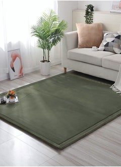 Buy Coral Velvet Area Rugs Play Mat Carpet Crawling Mat Tatami Futon Mattress Traditional Japanese Tatami Mat for Baby Toddler Children Kids Room Yoga Mat Exercise Pads (100×200 olive green) in Saudi Arabia