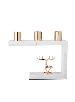 Buy Marble Decorative Figure And Tripod Candle Holder Holder With Metal Deer Decor In The Middle in Saudi Arabia