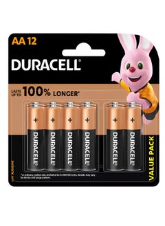 Buy 12-Piece Superior Nylon Top Closure Type AA Alkaline Batteries Multicolour ( Longer 100% ) in Egypt