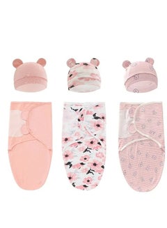 Buy 6 PCS Baby Swaddle Blanket Wrap Cap Set Newborn Infant Sleep Sack With Caps 100% Breathable Cotton 0-4 Month in UAE
