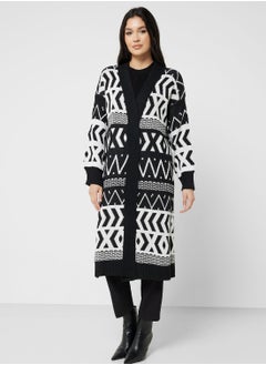 Buy Aztec Print Intarsia Cardigan in Saudi Arabia