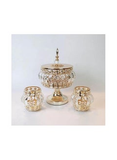 Buy A Set Of Golden Crystal Snack Storage Box Candy Tray Fruit Bucket Cake Holder Display Tray For Home Decor 3pcs in Egypt