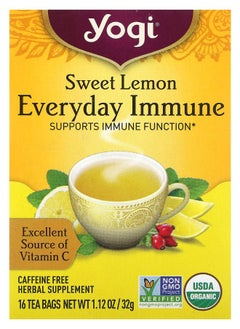 Buy Sweet Lemon Everyday Immune Caffeine Free 16 Tea Bags 1.12 oz (32 g) Each in UAE