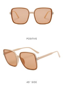 Buy New Ladies Square Sunglasses Fashion Retro UV Protection - Beige Frame Brown Lenses in Saudi Arabia