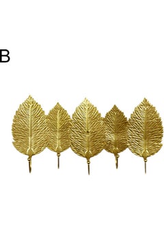 Buy Decorative Leaf Design Wall Mounted Hook Organizer Gold in Saudi Arabia