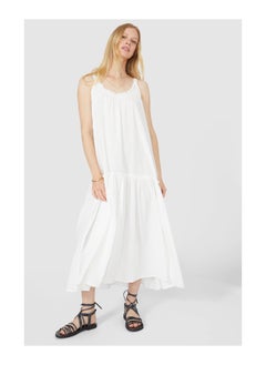 اشتري Strappy Tiered Linen Mix Midi Dress في الامارات