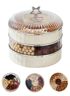 Buy 3-Tier Nut and Candy Serving Tray Appetizer Tray with Lid 5 Compartments Snack Serving Box for Dried Fruits Sweet Cookies in Saudi Arabia