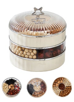 Buy 3-Tier Nut and Candy Serving Tray Appetizer Tray with Lid 5 Compartments Snack Serving Box for Dried Fruits Sweet Cookies in Saudi Arabia