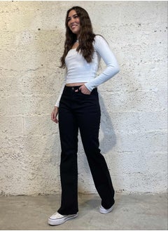 اشتري High-Waist Black Flared Jeans. في مصر