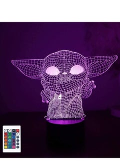 اشتري 16 Colors 3D Multicolor Night Light 3 Pattern  Hologram Effect LED Illusion Table Lamp  Remote Control  Bedside Desk Decor Lamp  Christmas Halloween Birthday Gift for Children Kids Baby Yoda في الامارات