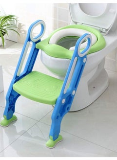 Buy Potty Training Seat for Kids, Adjustable Toddler Potty Chair with Sturdy Non-Slip Step Stool Ladder, Step Potty Ladder Toilet Training Seat for Baby (Green) in Saudi Arabia