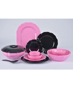 Buy Melamine Set 42 Pieces Diamond Curve Black * Light Rose in Egypt