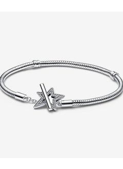 اشتري Pandora Moments Asymmetric Star T-bar Snake Chain Bracelet for Women Circumference 20cm في الامارات