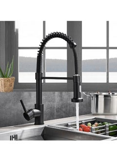 اشتري Kitchen Faucet With Pull Down Sprayer,Spot Resist Stainless Steel One-Handle High Arc Spring Pre-Rinse Pulldown Kitchen Faucet with Sprayer ,Kitchen Sink Hot Cold Taps,for Bathroom, Kitchen etc.(Black) في السعودية